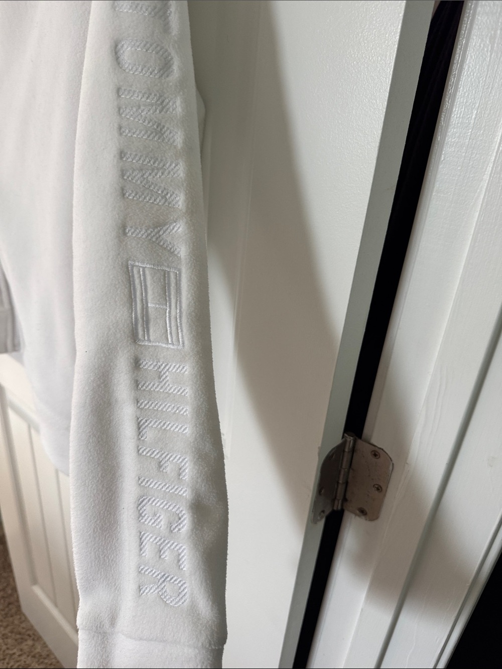 Tommy Hilfiger White Fleece Zip Jacket with Logo - Picture 4 of 4